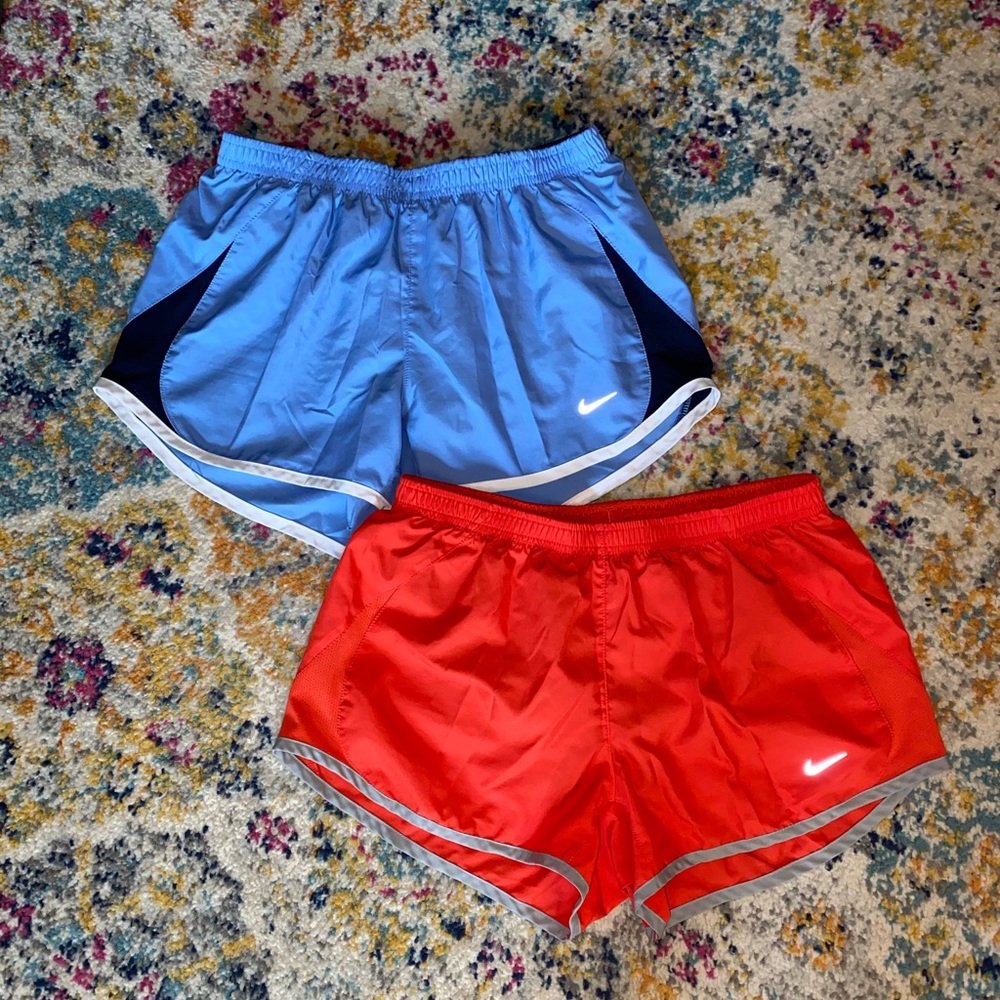 Red-Orange & Dark Pastel Blue Nike Shorts-Set of 2